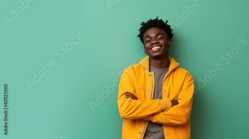 Wallpaper Mural Portrait of a happy African American teenage boy isolated on a bright background Torontodigital.ca