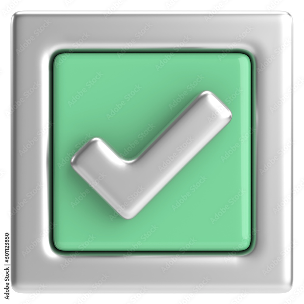 3D checkbox. Check mark. 3D illustration. 3D checkbox. Check mark. 3D illustration.