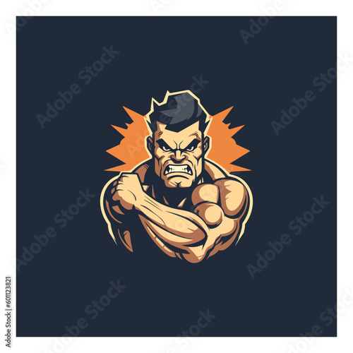 a masculine man with a strong body. full of angry. vector