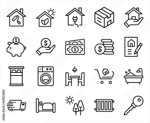 Set of Real Estate Thin Line Icons - EDITABLE STROKE - EPS Vector