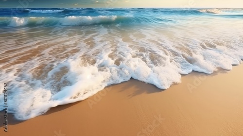 Soft ocean wave on sandy beach background