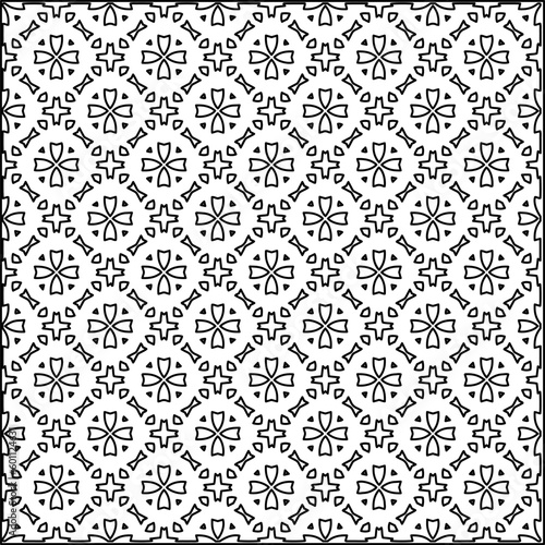 Geometric pattern of lines. Black and white pattern for web page, textures, card, poster, fabric, textile.