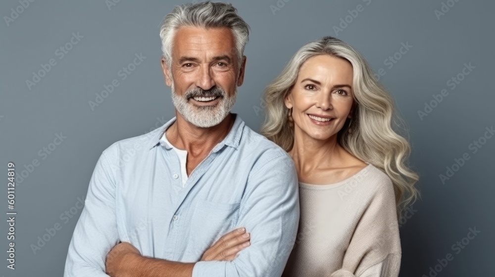 Confident couple standing together in studio Confident couple standing together in studio