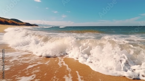 Mediterranean Sea coastline with strong waves crashing