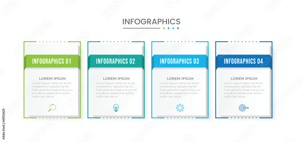 Presentation business infographic template with 4 options, steps