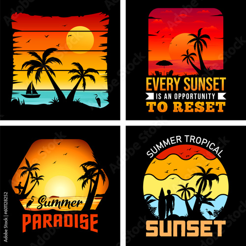 summer t-shirt design, sunset, summer paradise