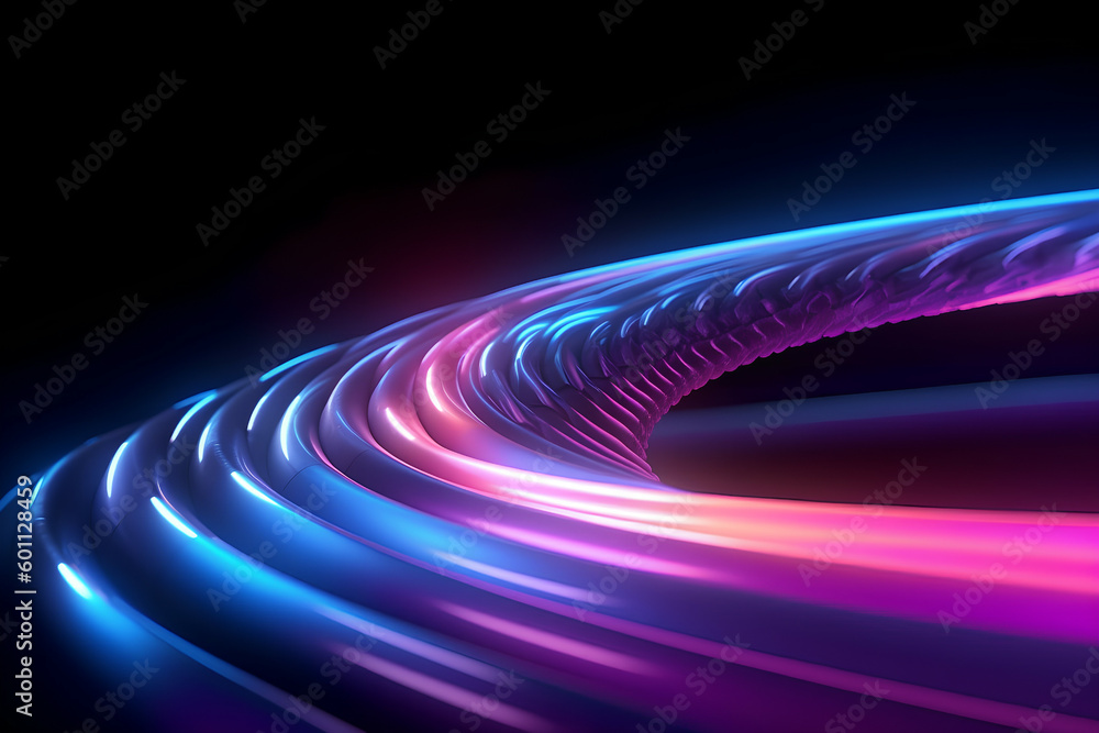 Speed of Data: Abstract 3D Render with Dynamic Light Trails and Neon Glow, Generative AI Speed of Data: Abstract 3D Render with Dynamic Light Trails and Neon Glow, Generative AI
