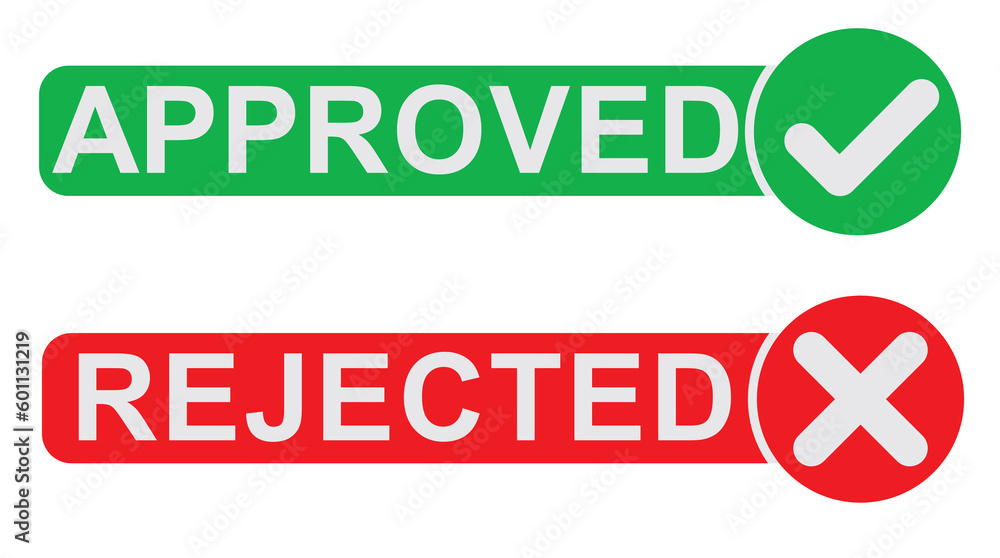 Approved and rejected icon. vector Approved and rejected icon. vector