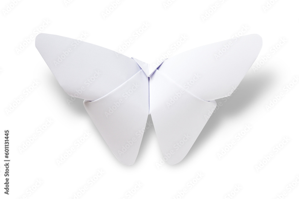 Paper butterfly origami isolated on a white background - obrazy, fototapety, plakaty 