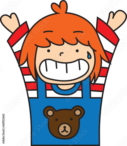 A little girl is wearing a romper with a teddy bear pattern