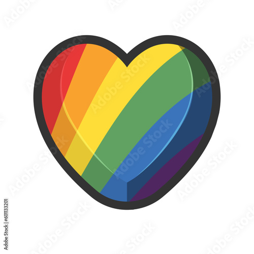 Lgbt rainbow flag in heart shape. Diversity representation symbol.