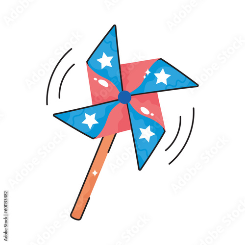 Pinwheel doodle vector filled outline icon. EPS 10 file