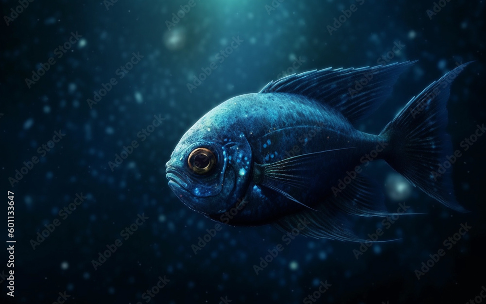 deep blue ocean fish close-up underwater world. Generative AI deep blue ocean fish close-up underwater world. Generative AI