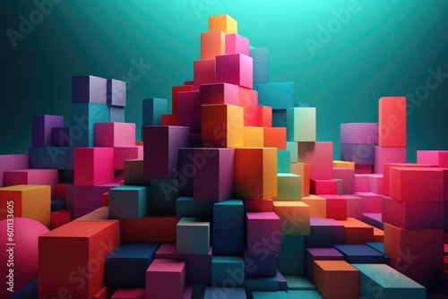 Abstract and colorful cubes shape background. 3d rendering, a lot of colorful cubes.