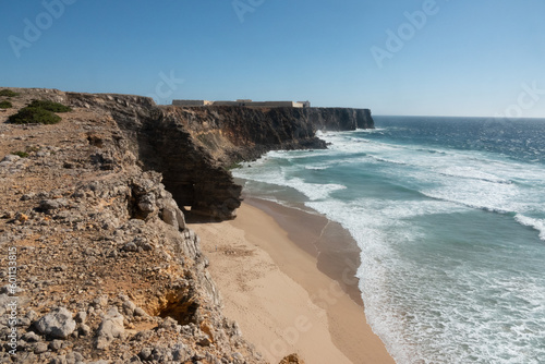 Sagres Fortress, Sagres Point (Ponta de Sagres) a stunning windswept promontory near Cape St. Vincent (Cabo de São Vicente), Algarve, Portugal