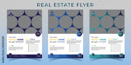Real estate flyer vector template design. Professional real estate flyer design in A4 size.