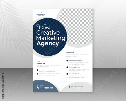 Corporate flyer design template for your business with abstract shapes