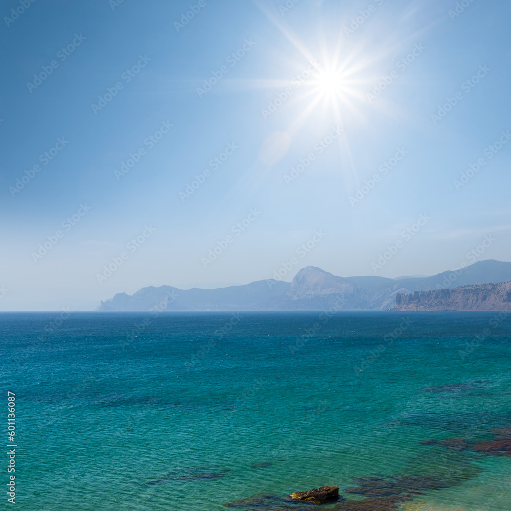 emerald sea bay at summer sunny day emerald sea bay at summer sunny day