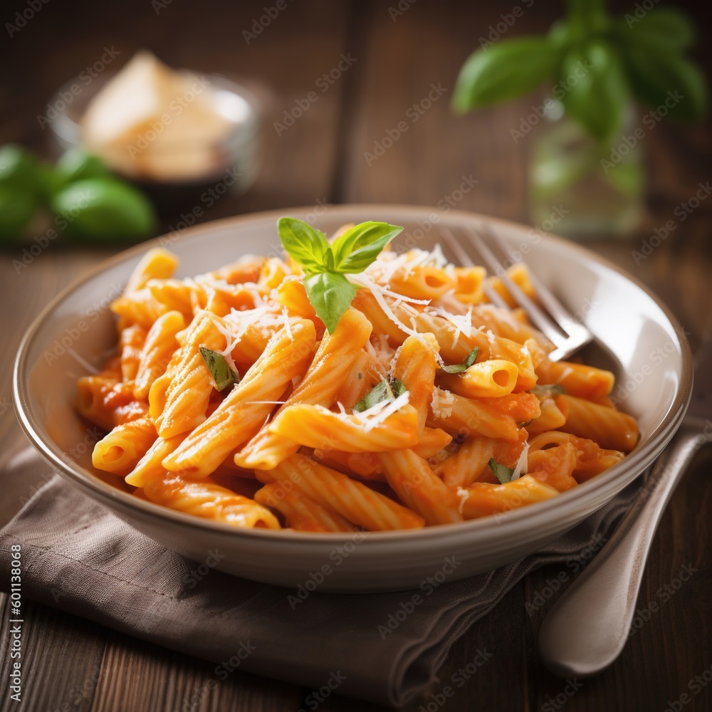Delicious pasta dish with sauce on dark background. Perfect for food and Italian cuisine themes. Generative ai Delicious pasta dish with sauce on dark background. Perfect for food and Italian cuisine themes. Generative ai