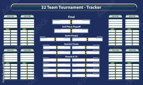 32 Team Sports Tournament Tracker