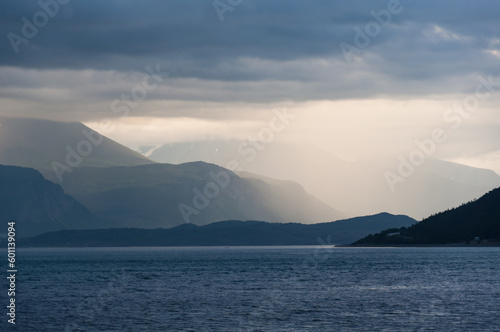 Misty mountain view over a fjord in northern Norway © Jani Katajisto