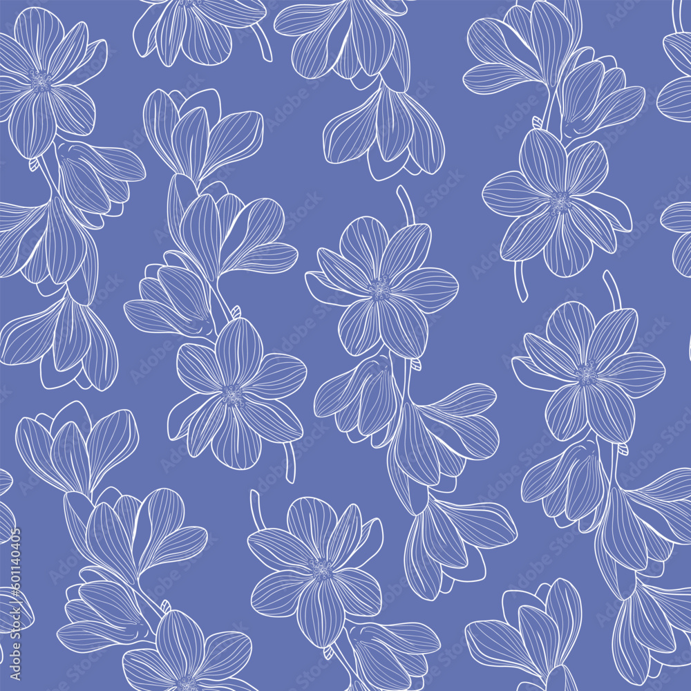 seamless monochrome pattern with a branch of magnolia flowers seamless monochrome pattern with a branch of magnolia flowers