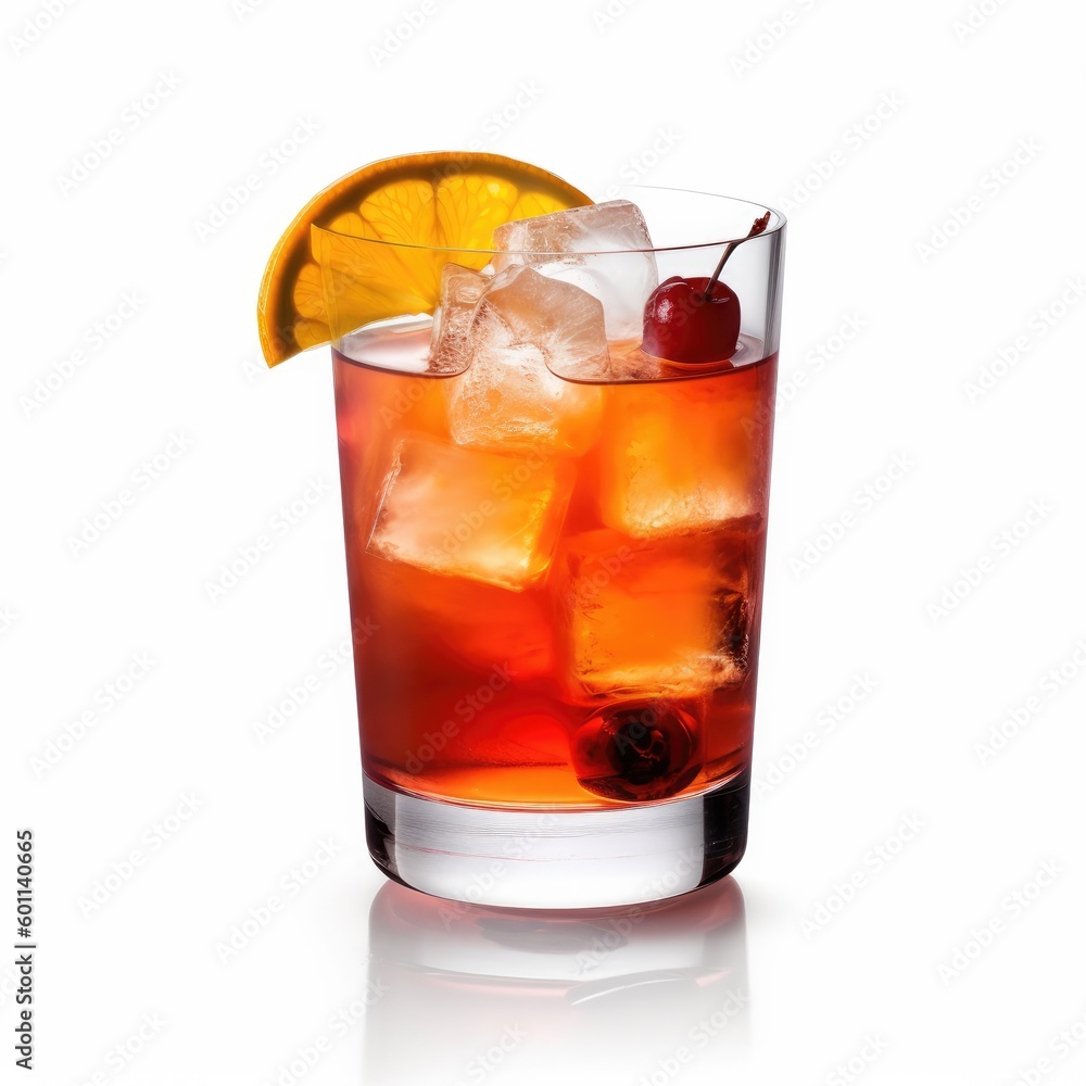 John Collins cocktail Isolated on White. Generative AI John Collins cocktail Isolated on White. Generative AI