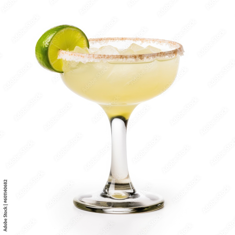 Margarita cocktail Isolated on White. Generative AI Margarita cocktail Isolated on White. Generative AI