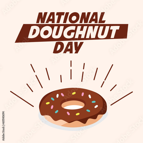 national doughnut day banner design in vector and chocolate doughnut vector design Donut chocolate Illustrator design 