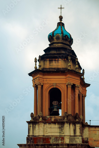 Guatemala Cathedral facade tower in Central America, Catholic temple and source of hope for the people.