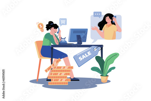 A salesperson makes a cold call to a potential customer.