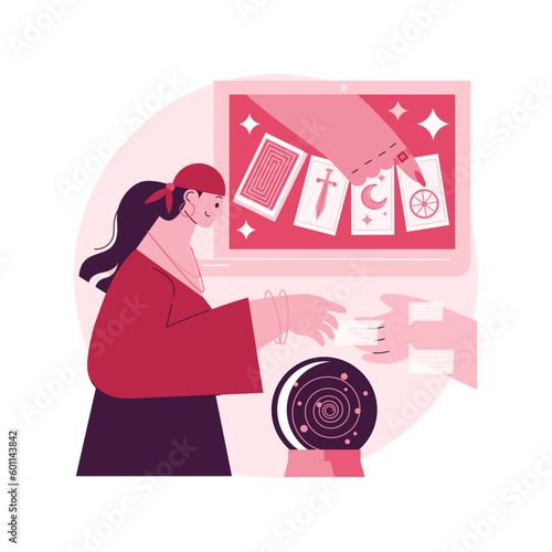 Fortune telling abstract concept vector illustration. Fortune teller online, tarot reading services, crystal ball future prediction, numerology specialist, palmist practice abstract metaphor.