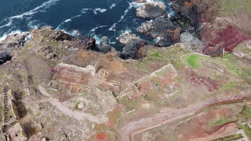 unesco heritage coast around pendent and geevor from the air cornwall england uk  photo