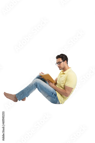 Passionate student sitting and reading a book