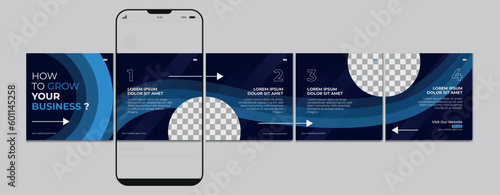 Set Of Instagram Carousel Post Template, Editable Instagram carousel post, social media carousel post for business, template eps 10.