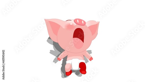 adorable piglet, cute baby pig playing, sleeping, crying animation 2d animated