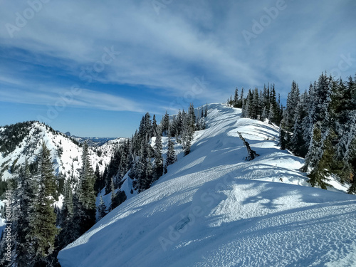 Snow ridgeline in the mountains