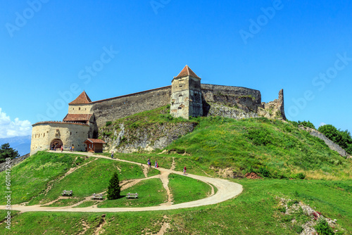 View of Rasnov Citadel - a medieval fortress in the mountains of Transylvania. Romania