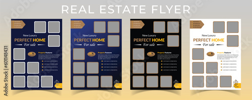 Real estate flyer vector template design. Professional real estate flyer design in A4 size.