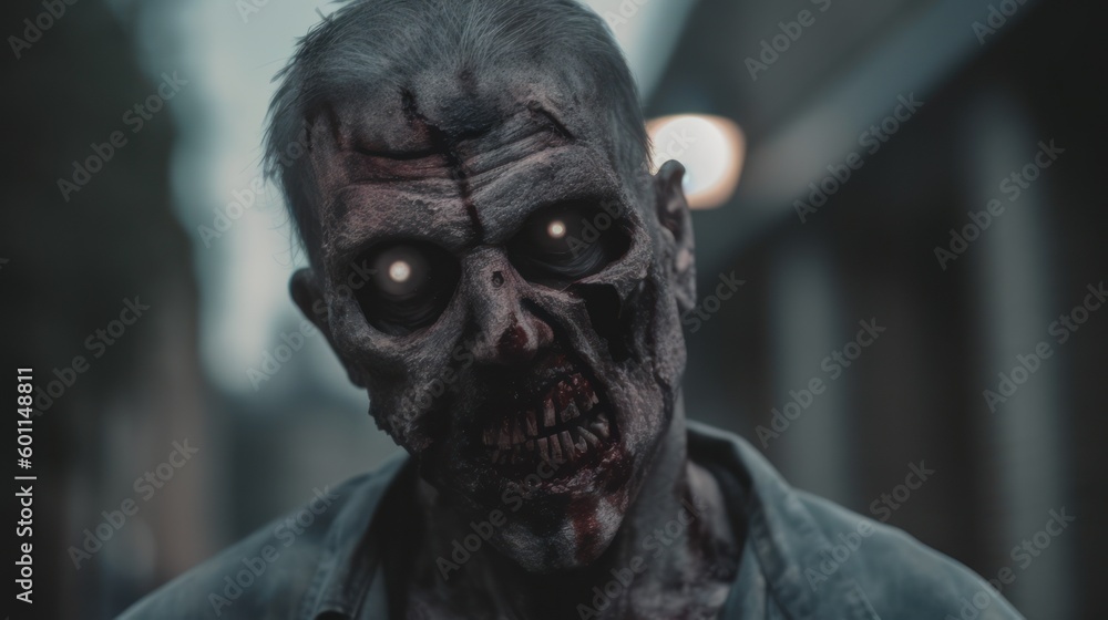 Close Up Zombie Face AI generative