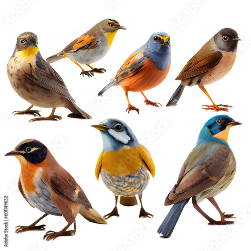 set of birds on a transparent background (PNG). AI generator