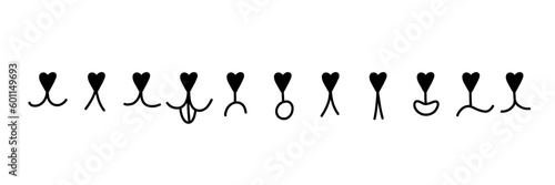 Animal nose, mouth and tongue, dog face mouth. Cat mouth nose. Happy animal face with open mouth. Icons set. Vector illustration isolated on white background.