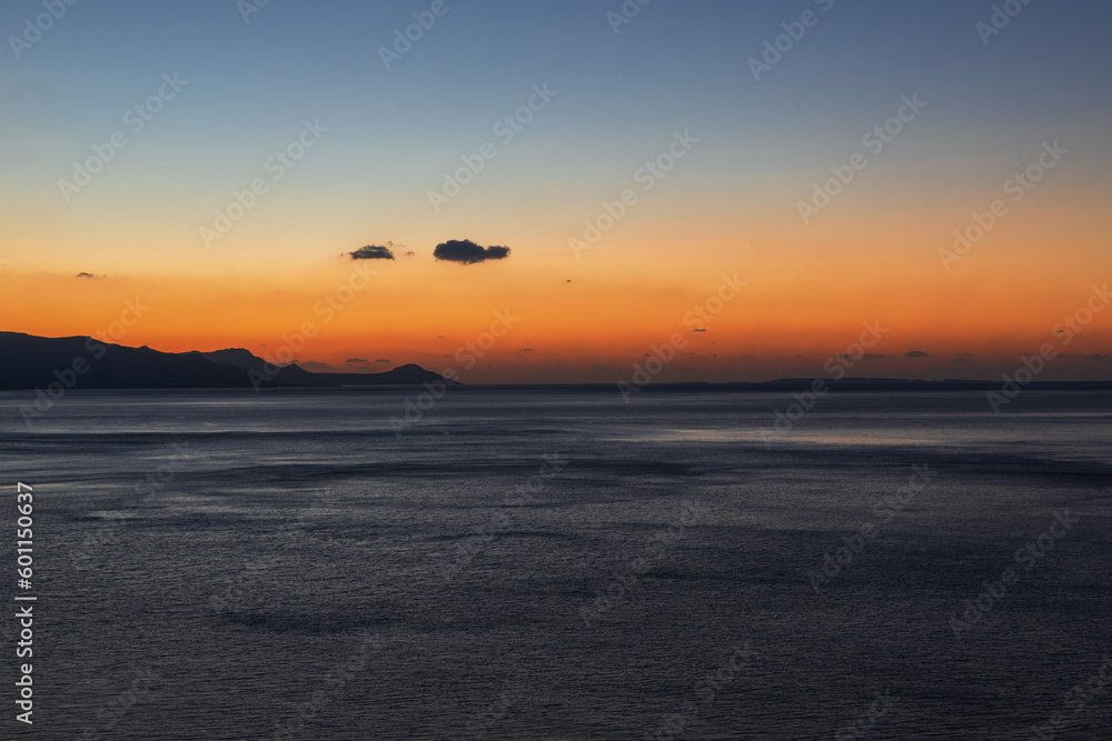 Beautiful landscape. Coast of the island of Crete - Greece area of Lerapetra Eden Rock. Beautiful sky at sunrise over the sea. Beautiful landscape. Coast of the island of Crete - Greece area of Lerapetra Eden Rock. Beautiful sky at sunrise over the sea.
