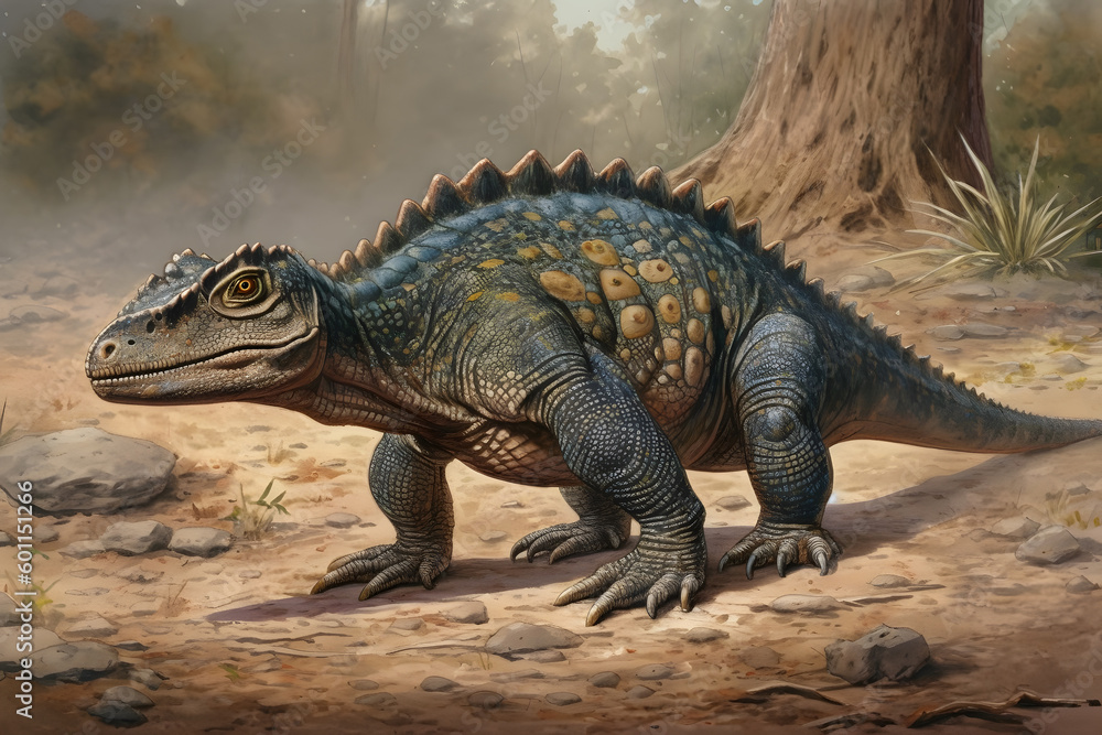 Fototapeta premium image of nature and walking dinosaurs. Generative AI 