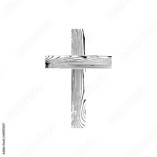 Fototapeta Naklejka Na Ścianę i Meble -  Christian cross wood icon isolated on transparent background