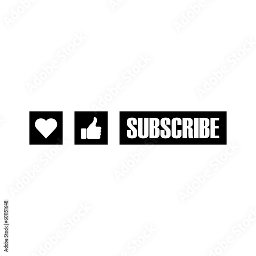 Heart Like Subscribe buttons icon isolated on transparent background