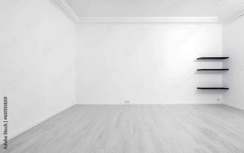 Empty white room. Generative AI technology. Empty white room. Generative AI technology.