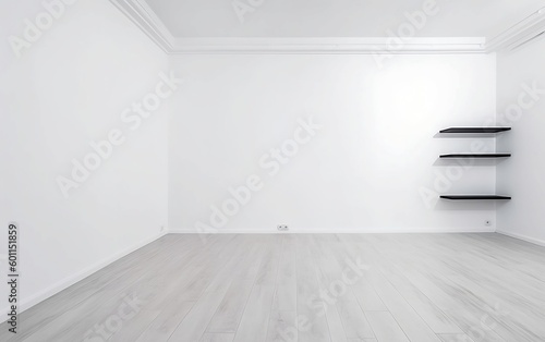 Empty white room. Generative AI technology.