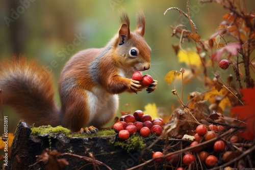 squirrel in the park eating nuts made with generative ai