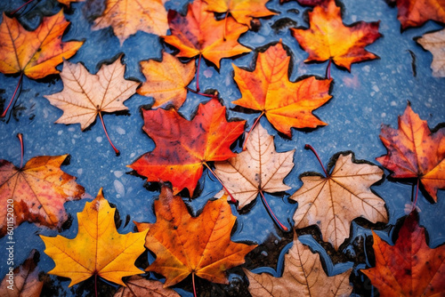 red maple leaves on ground made with generative ai